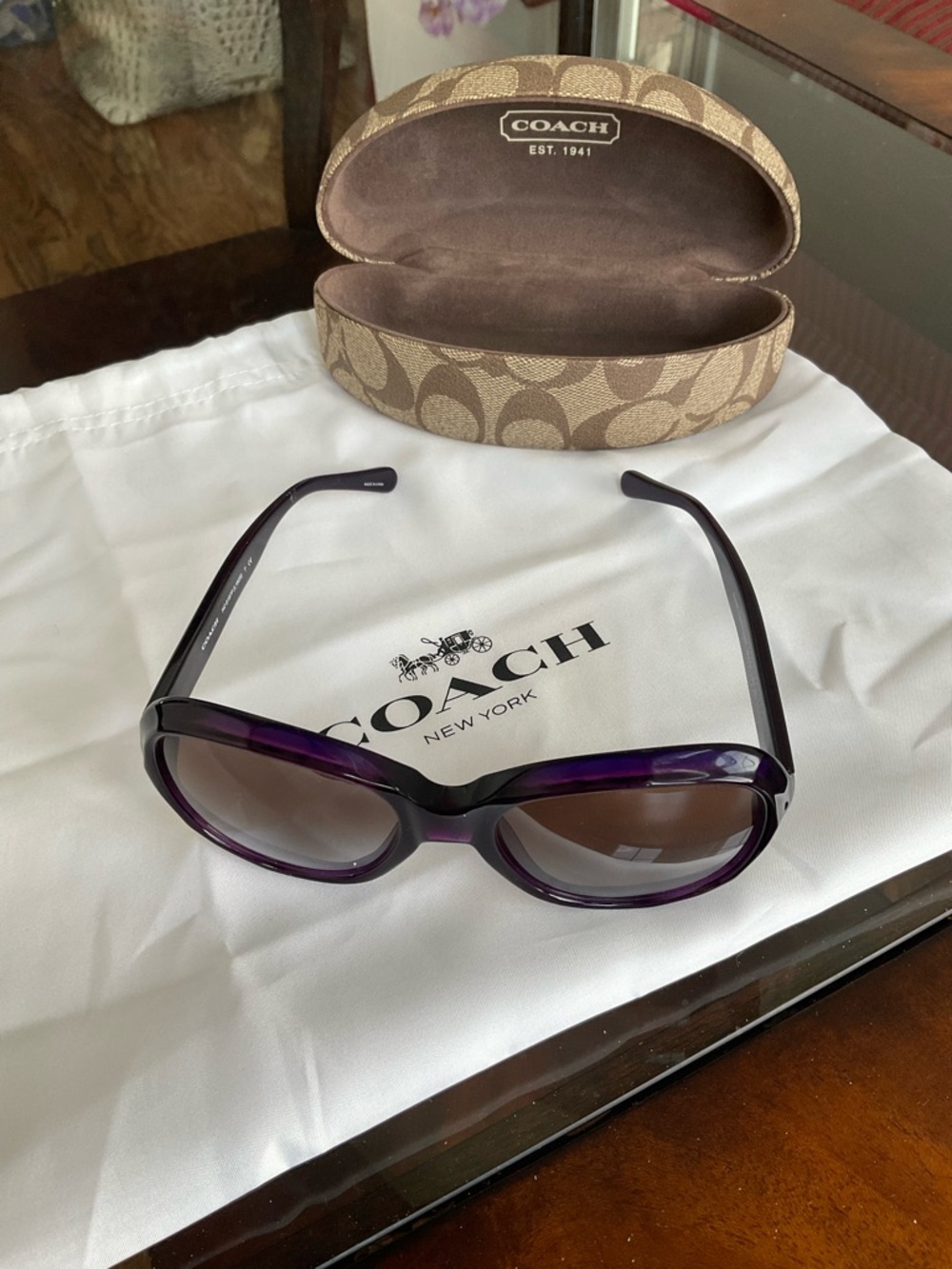 Coach Purple and Brown Gradient Oversized Women's Sunglasses - Picture 2 of 6